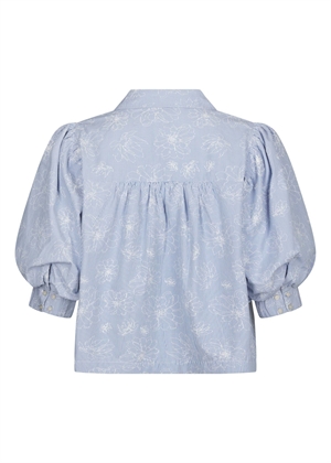 Etta flower stripe skjorte Light Blue Neo Noir